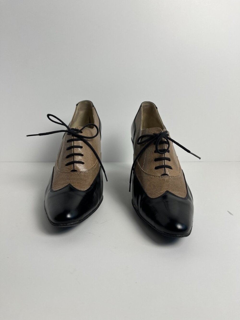 Robert Clergerie Paris Two Tone Oxford Heel Women's 8.5 Black Taupe France - Picture 5 of 10